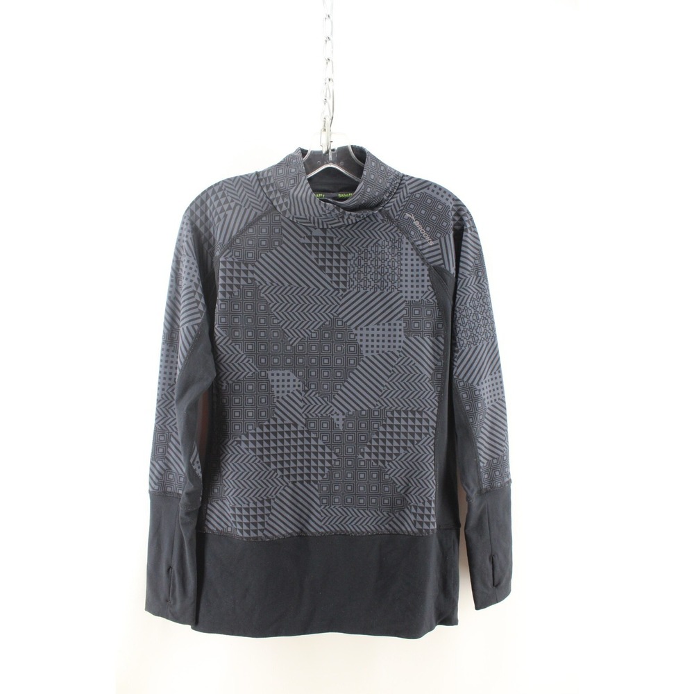 Brooks Run Happy DriLayer Athletic Long‎ Sleeve Shirt Sz S Gray Black Geometric